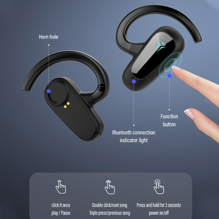 Écouteurs stéréo Bluetooth à affichage numérique Bone Conduction Concepts, style : mono-oreille, double oreille avec chargeur.